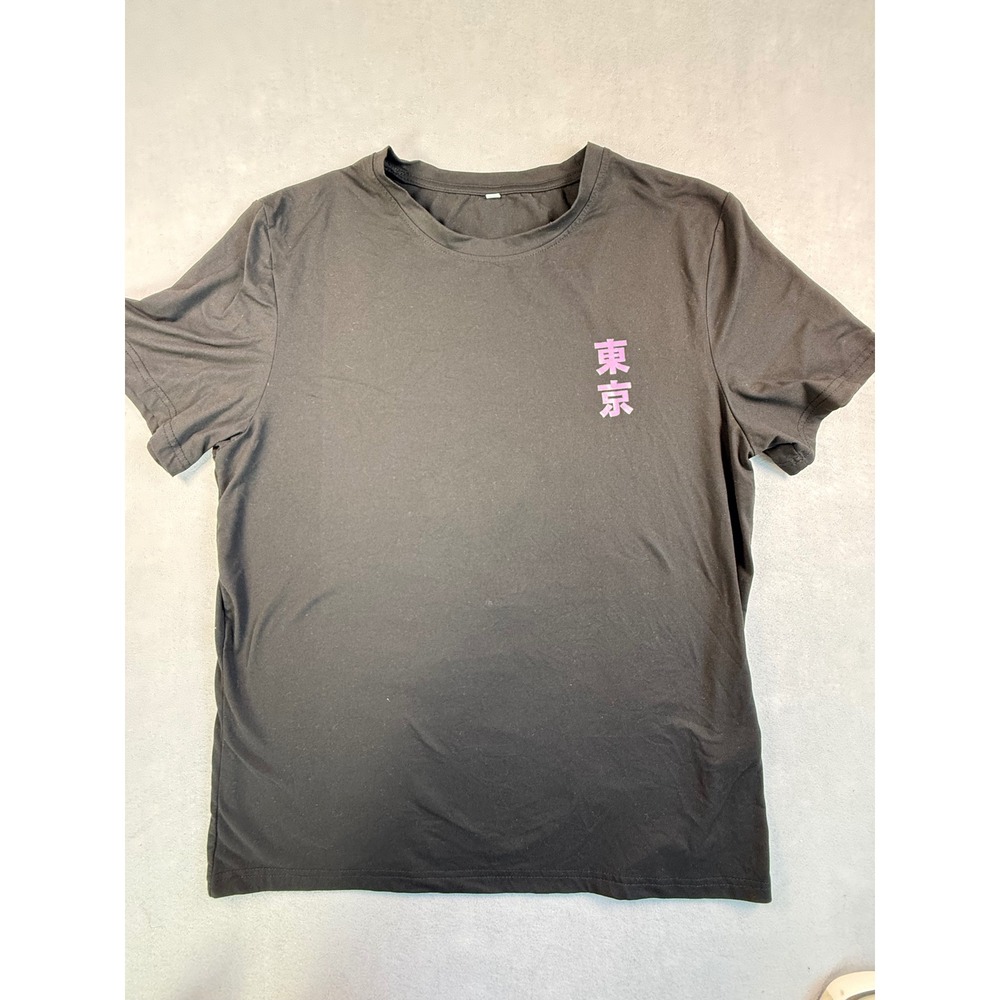 Mens Tokyo Dragon Graphic T-Shirt Black Purple Japanese Streetwear Tee Large
